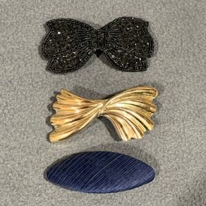 Bow Hair Clips Barrette Bundle Black Gold Blue Hair Accessories for Women Preppy